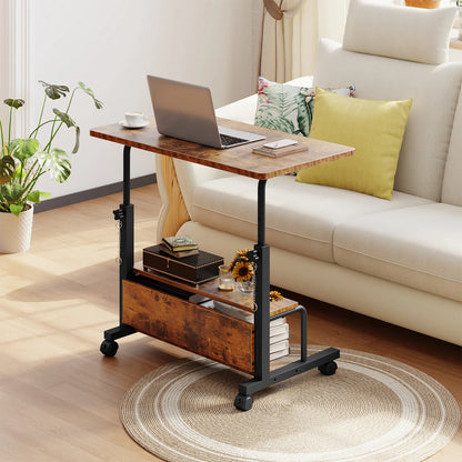 JHK 31.5" Mobile Standing Desk for Treadmill - 27.95"-43.70" Height Adjustable, Locking Wheels, 88 lbs, Pin-Lock, Chocolate/White/Black