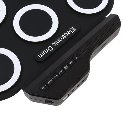 Portable Folding Silicone Electronic Drum Pad USB Hand-Roll Practice Kit with Drumsticks & Sustain Pedal
