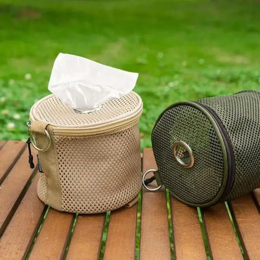 Portable Camping Toilet Paper Holder with Hook - Hanging Tissue Roll Case for Tent, Car & Outdoor