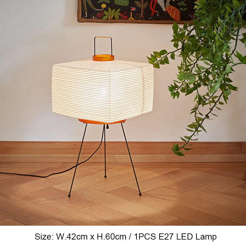 Japanese Creative Tripod Floor Lamp Designer Wabi-sabi Style Bedroom Rice Paper Standing Lights Home Hotel Lighting Decoration