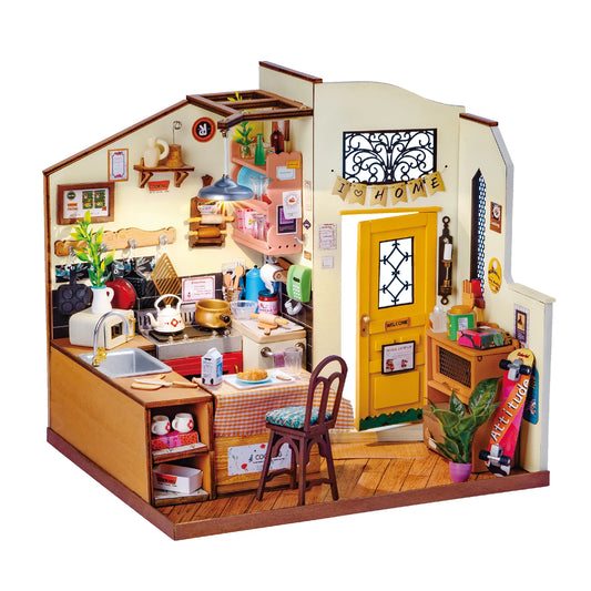 Rolife Cozy Kitchen DIY Miniature House Kit – 3D Wooden Puzzle Dollhouse, LED Lighting