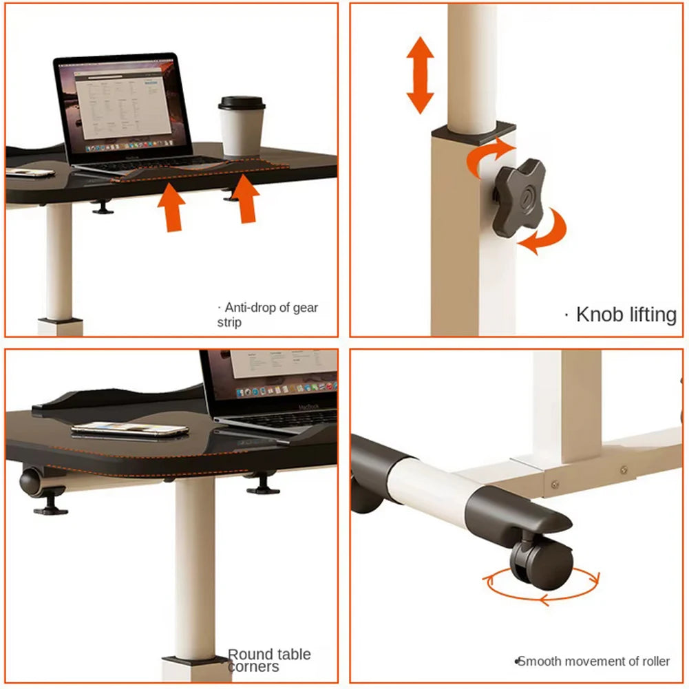 Adjustable Laptop Desk 360° Rotating Tabletop Mobile Stand Overbed Table Standing Rolling Study Table Computer Workstation