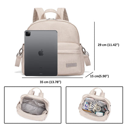Stylish Waterproof Diaper Backpack for Women — Large Capacity Multi-Functional Nappy Changing Bag with 2 Straps
