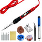 80W Adjustable Temperature Soldering Iron Kit with LCD, Ceramic Heater, Soldering Tips, Tweezers & Solder Wire