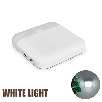 Motion Sensor LED Night Light - USB Type-C Rechargeable Square Lamp for Bedroom, Kitchen, Stair, Hallway, Wardrobe, Cupboard