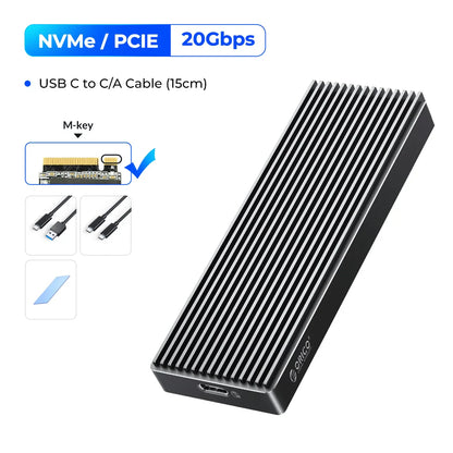 M.2 NVMe & SATA SSD Enclosure USB-C 10Gbps/20Gbps — 2230–2280 Supported