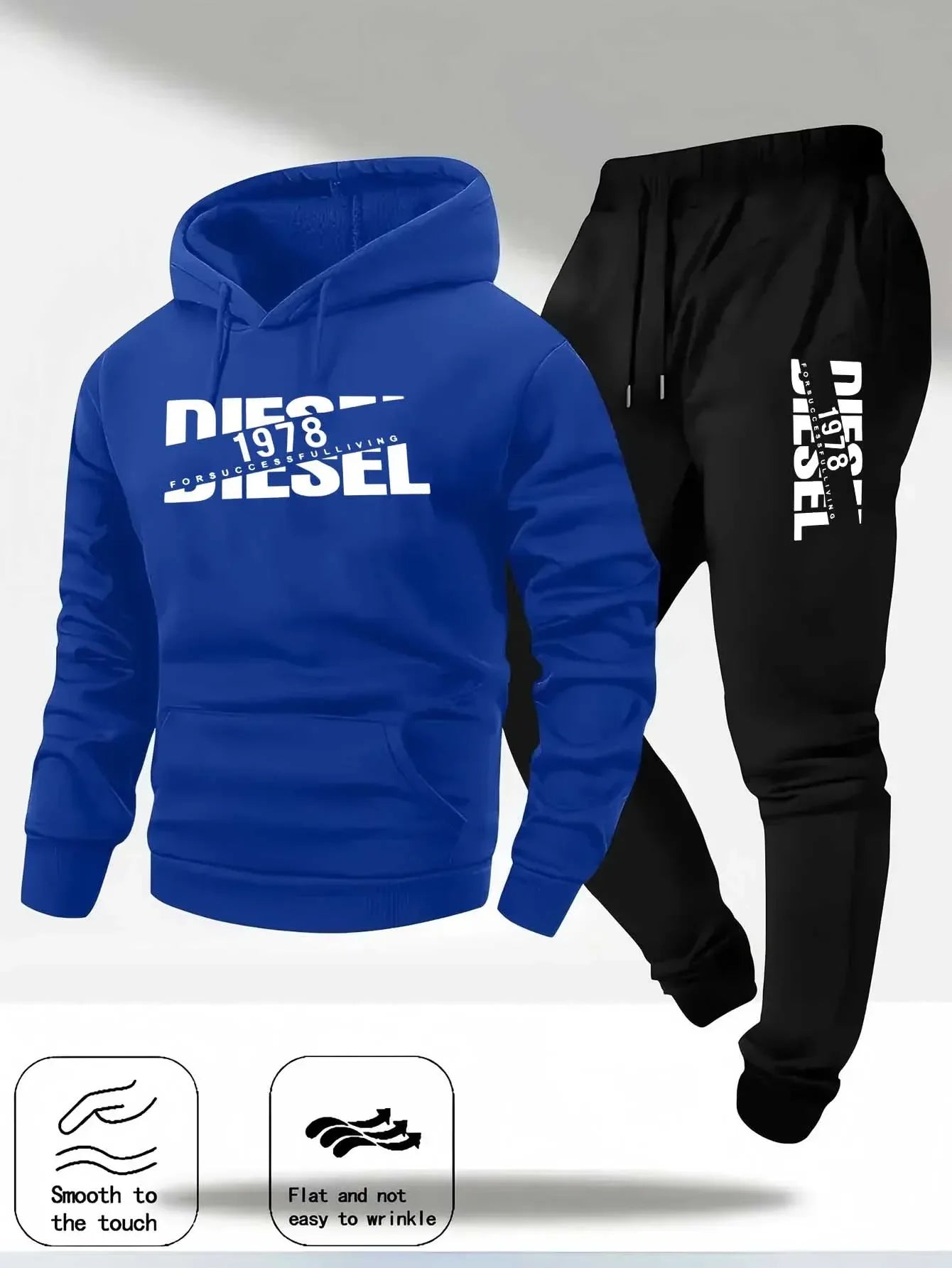Men's Hooded Tracksuit Two-Piece Set – Casual Hoodie & Pants for Autumn/Winter