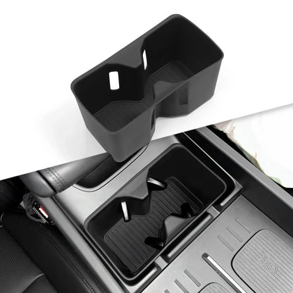 Armrest Storage Box & Cup Holder Organizer - Car Interior Anti-Dirt Pad, Black
