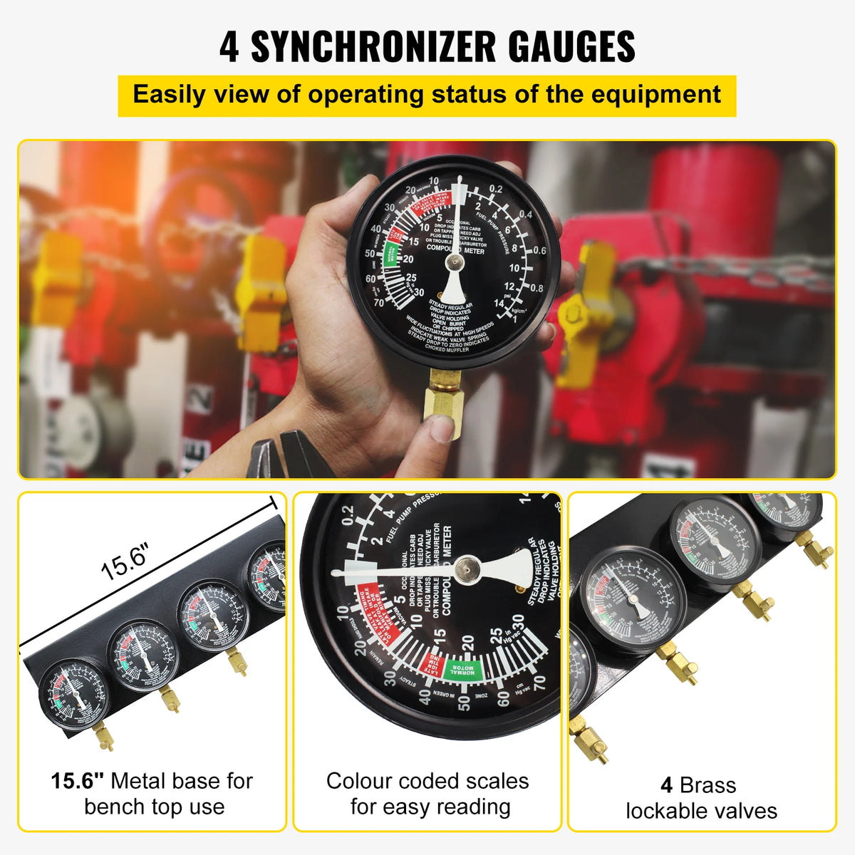 SucceBuy 4-Gauge Motorcycle Carburetor Synchronizer Tool Kit