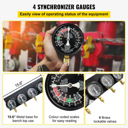SucceBuy 4-Gauge Motorcycle Carburetor Synchronizer Tool Kit