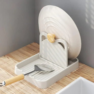 Multifunctional Pan Lid & Spoon Rest Rack - Pot Lid Holder Stand with Spatula and Spoon Storage