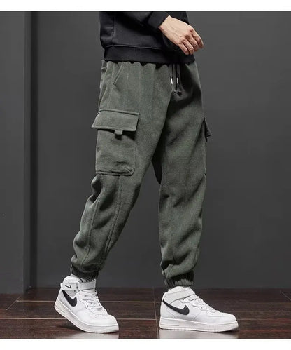 Men's Elastic Waist Drawstring Jogger Pants Stretch Straight Harem Cargo Ankle-Length