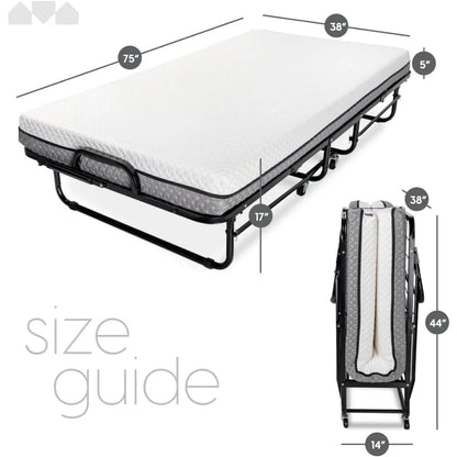 Milliard Diplomat Twin Folding Bed with Memory Foam Mattress