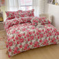 Floral Microfiber Duvet Cover Set with Zipper Closure - 3-Piece Reversible Botanical Print Bedding (1 Duvet Cover, 2 Pillowcases)