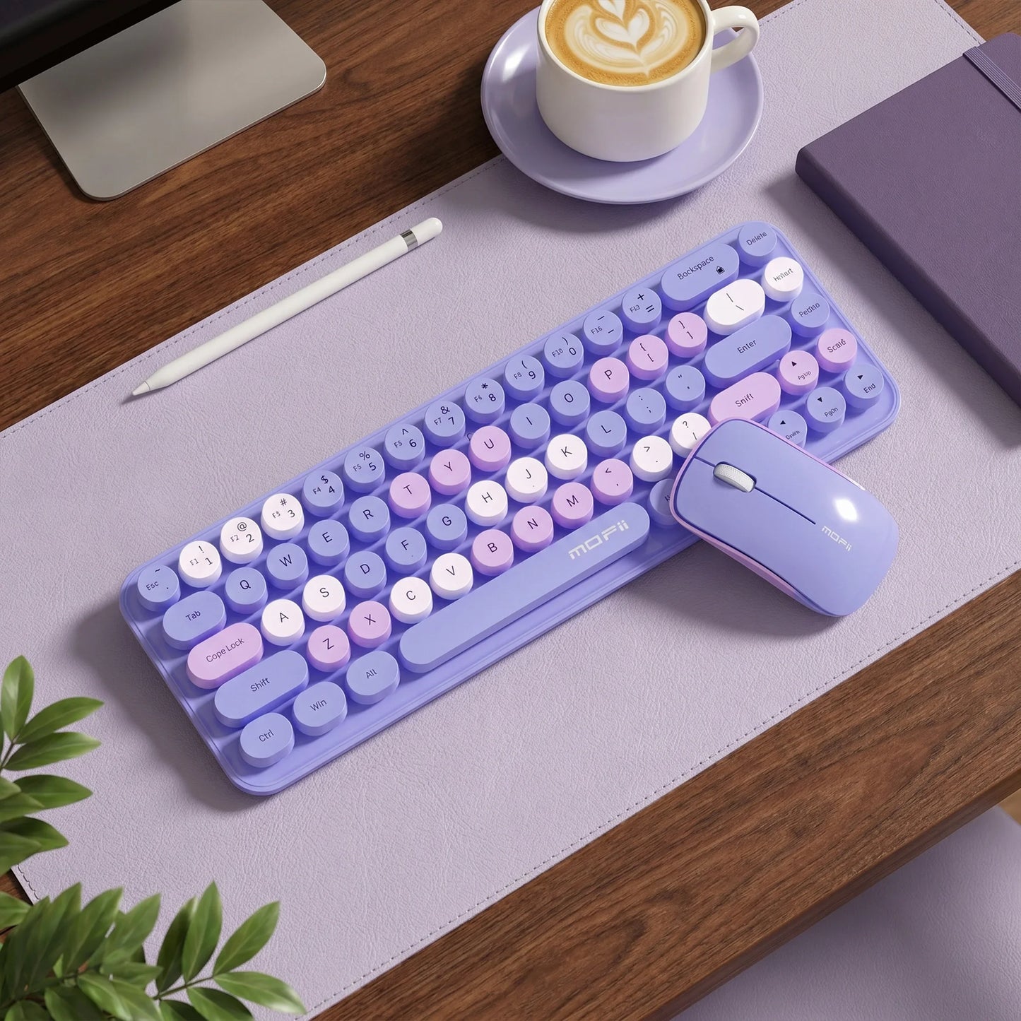 MOFii Idol Wireless Keyboard Mouse Combo, Macaron Gradient, Quiet Compact Portable Set for Laptop/Desktop Office
