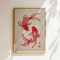 Japanese Red Koi Fish Canvas Wall Art Minimalist Poster