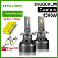 1200W 800000LM Canbus LED Headlight & Fog Lamp Bulbs 6000K 12V for Car H1 H4 H7 H8 H9 H11 9005 9006 9012 HB3 HB4 (Pair)