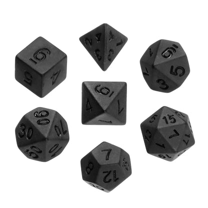7-Piece Black Polyhedral Dice Set for D&D TRPG Tabletop RPG, Board & Card Games
