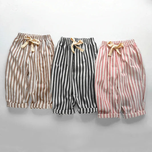 Kids Striped Linen-Cotton Harem Pants – Boys & Girls, Ages 4-6