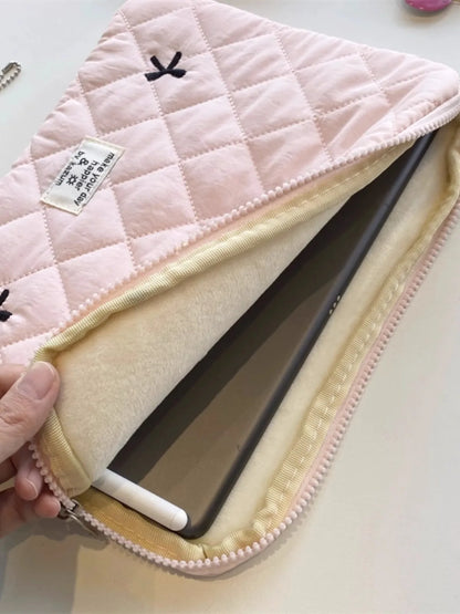 Floral Laptop & Tablet Sleeve 13–16 Inch — Soft Polyester Zipper Pouch