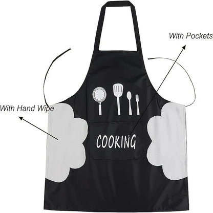 Unisex Adjustable Kitchen Apron – Solid Color PVC Cooking Apron with Pocket