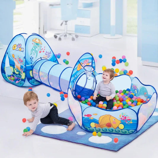 3-in-1 Kids Play Tent & Ball Pit with Crawl Tunnel — Portable Foldable Playpen for Ages 3–6