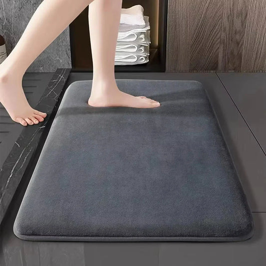 Ultra Absorbent Coral Velvet Bath Mat - Non-Slip Bathroom Floor & Door Mat