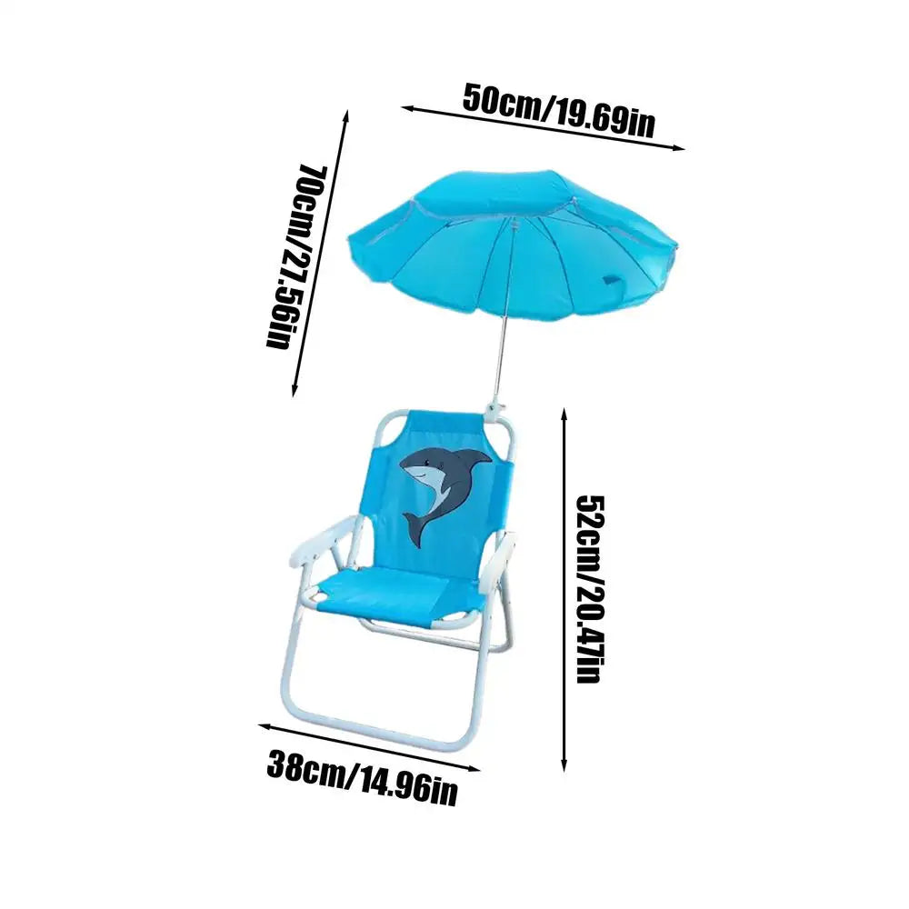 Kids' Folding Beach Chair with Umbrella and 50 kg Load Limit
