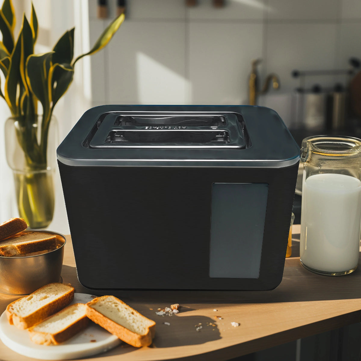Toaster 2 Slice, Touch Control Screen, Smart Stainless Toaster, 6 Shade Setting, 6 Bread Selection, Countdown, Removable Crumb Tray, 900W,Household Appliances