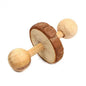 Wooden Pine Chew Roller Toy for Rabbits, Guinea Pigs & Rats - Dumbbell Unicycle Bell for Small Pets