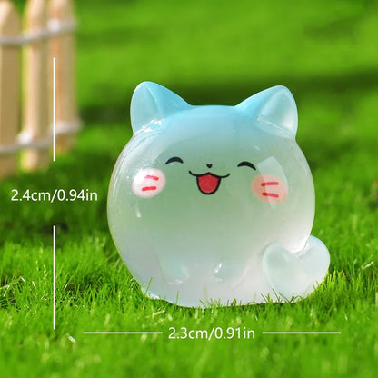 5/20Pcs Luminous Mini Cat Micro Landscape Desktop Ornaments Glow At Night Animal Figurines Home Car Decorations DIY Accessories