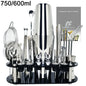 13-22 Pc Boston Cocktail Bar Tool Set – Stainless Steel Shakers 750ml/600ml with Acrylic Holder