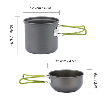 Camping Cookware Mess Kit Ultralight Camping Pot Set Outdoor Cooking