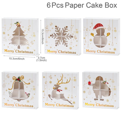 Christmas Cookie Box Candy Packaging Box Merry Christmas Decoration For Home 2025 Navidad Noel Xmas Tree Ornament Decor New Year