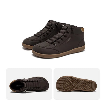 Mid-Top Barefoot Ankle Boots Wide-Toe Zero-Drop Non-Slip Artificial Leather Shoes