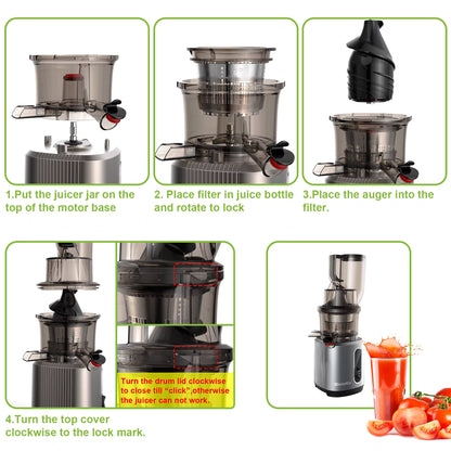 BioloMix HH-916I Cold Press Juicer with 75mm Feed Chute, 200W