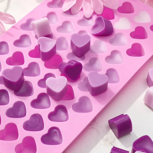 55-Cavity Heart Silicone Mold - DIY Candle, Chocolate & Soap Kit for Valentine's Day
