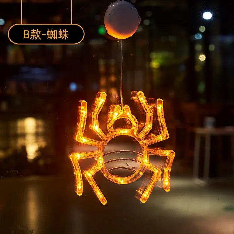 Halloween Window Light with Suction Cup – Battery-Operated Pumpkin & Ghost Hanging Decor for Home, Door & Window Display – 7 Designs