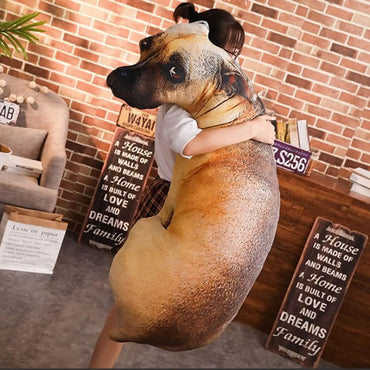 3D Lifelike Dog Head Throw Pillow - Novelty Plush Cushion for Home & Kids, 20 cm / 50 cm (7.87 in / 19.69 in)