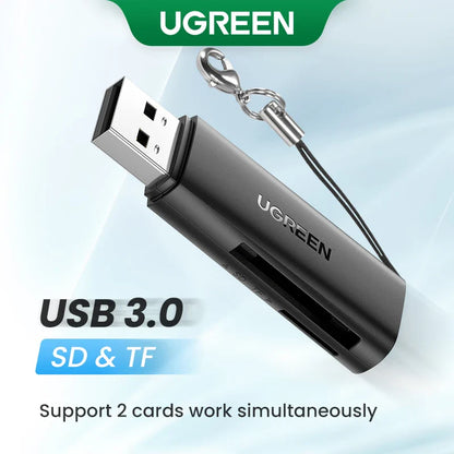 USB 3.0 Card Reader – SD & MicroSD Dual Slot Adapter, USB-A 5Gbps, Simultaneous Read/Write, Up to 2TB