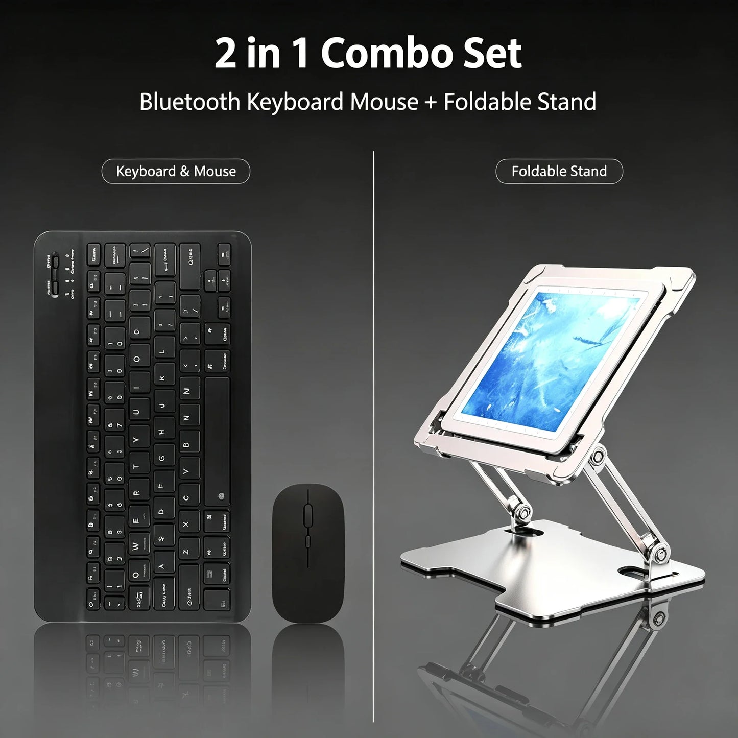 Bluetooth Wireless Keyboard and Mouse Combo Portable Mini Rechargeable for iPad Tablet Mobile Phone Android iOS Windows PC