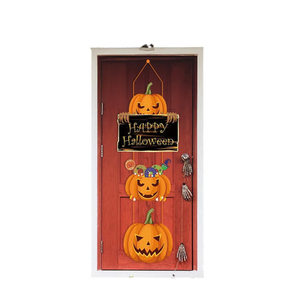 Halloween Door Hanging Pendant Decoration – Pumpkin with Magic Hat & Ghost Style for Window, Door & Party Scene Decor