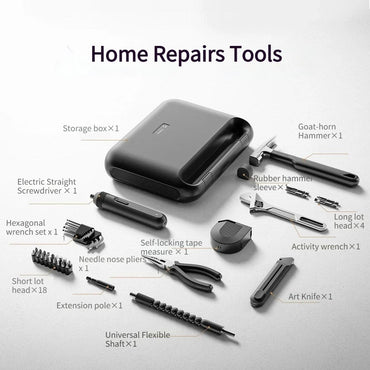 34-Piece Electric Screwdriver Power Tool Combo Kit – Tape Measure, Pliers, Wrench & Storage Case for Home DIY