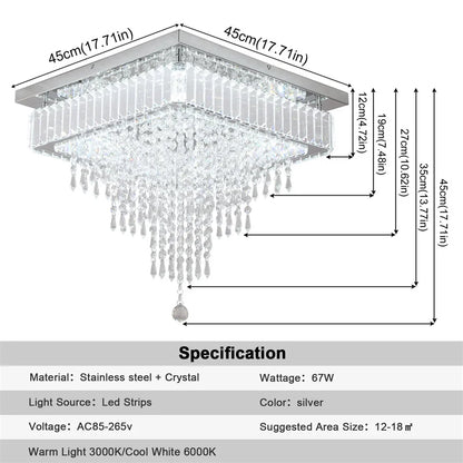 GreeLustr Crystal LED Rings Chandelier – Dimmable Ceiling Light with Remote Control