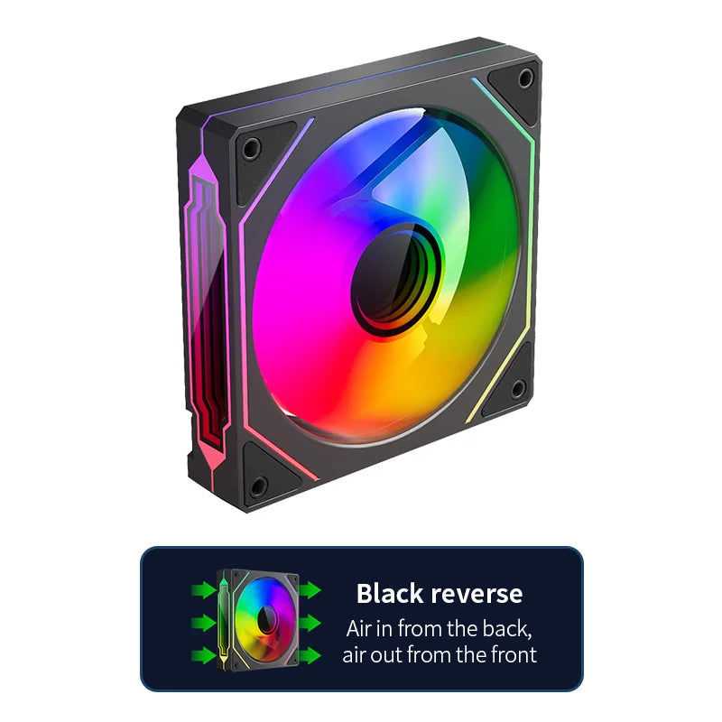 Infinite Mirror ARGB 120mm (4.72 in) PWM PC Case Fan — 5V 3-Pin ARGB & 12V 4-Pin PWM, 800–2000 RPM, Hydro Bearing