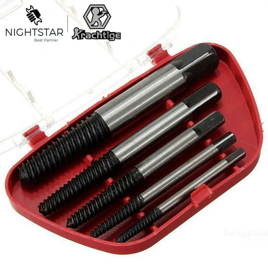 5-Piece Screw Extractor & Center Drill Guide Set – Broken Bolt and Damaged Screw Remover (1/8, 1/4, 5/16, 7/16, 9/16 in / 3.2–14.3 mm)