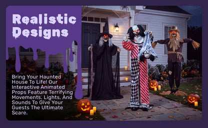 Joyfy 49-Inch Sound-Activated Animatronic Sitting Scarecrow with LED Eyes