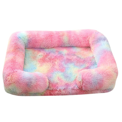 Plush Dog Bed with Removable Cover – Thickened Winter Pet Sofa Pad, Square, Small & Large