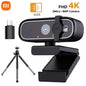 4K USB Webcam with Autofocus & Built-In Microphone — 2K/1080P Options, Privacy Cover, Plug-and-Play