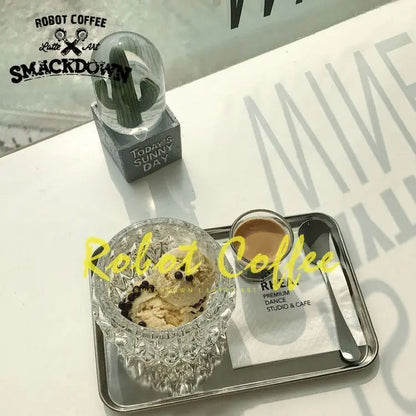 Nordic Stainless Steel Rectangular Dessert & Snack Serving Tray for Coffee Shops and Home